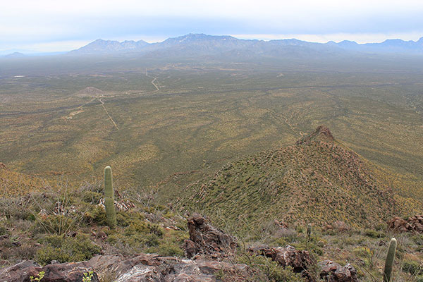 The view down my ascent route from the Como Benchmark summit