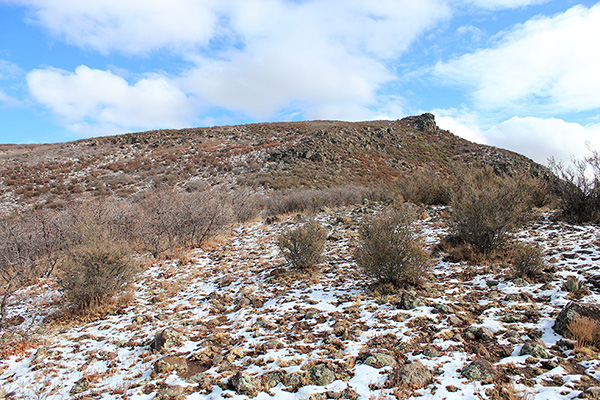 Snow lingered the last 300 feet to the Mohon Peak summit