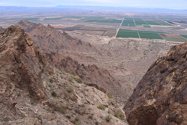 The San Cristobal Valley from Mohawk Peak; my Jeep is below just before the green fields