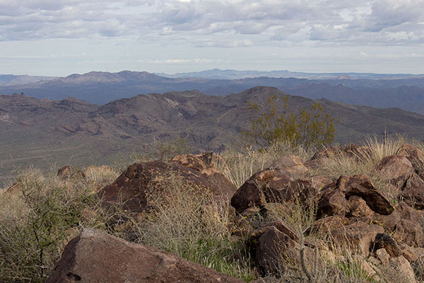 Mohon Peak lies on the horizon far to the north from Sawyer Peak.