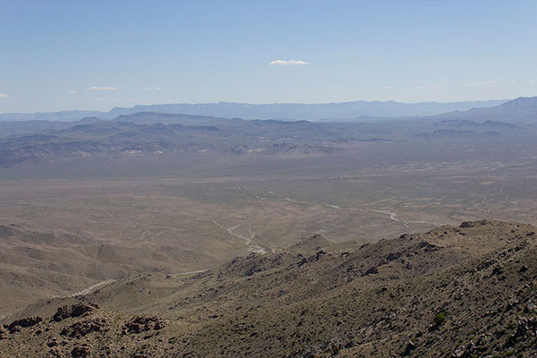 The Grand Wash Cliffs lie along the horizon to the ENE