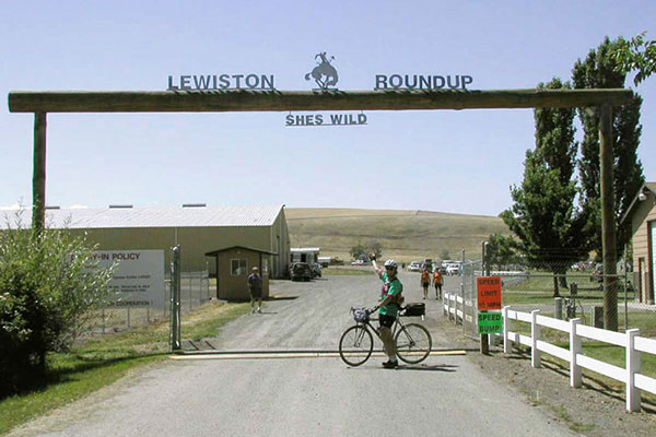 Linda at the end of Bicycle Idaho 2002