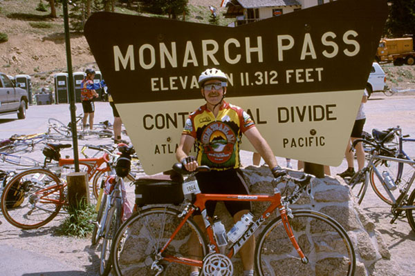 Paul at Monarch Pass, the highest point of Ride the Rockies 2002