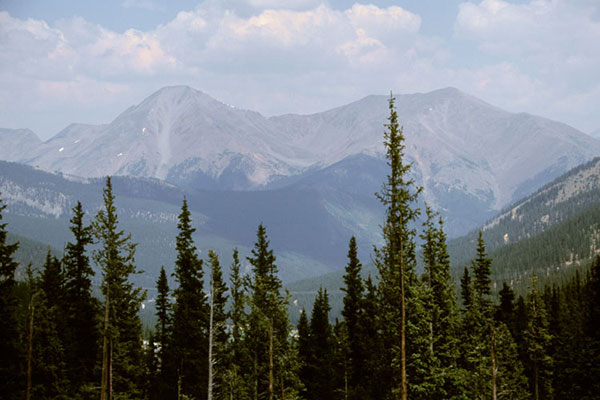 Tabeguache Peak and Mount Shavano to the northeast from Monarch Pass