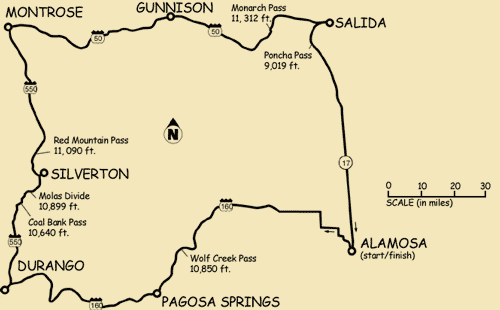 Ride the Rockies 2002 Route in Southwest Colorado