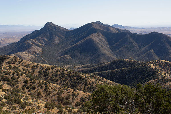 Black Diamond Peak (L) and Henry Peak just beyond Peak 7091 from Sala Benchmark
