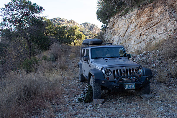 My Jeep parked high on Forest Road 4393