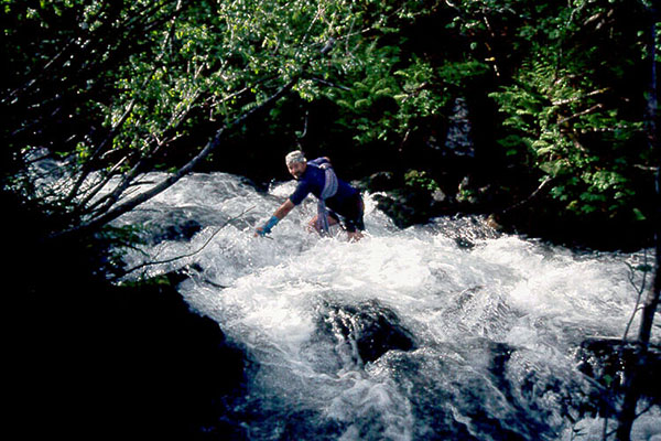 Keith fording Bachelor Creek
