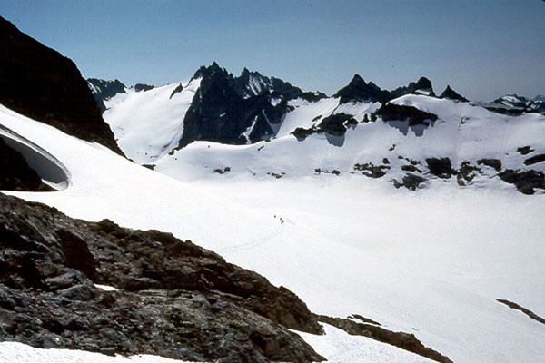 Traversing above South Cascade Glacier