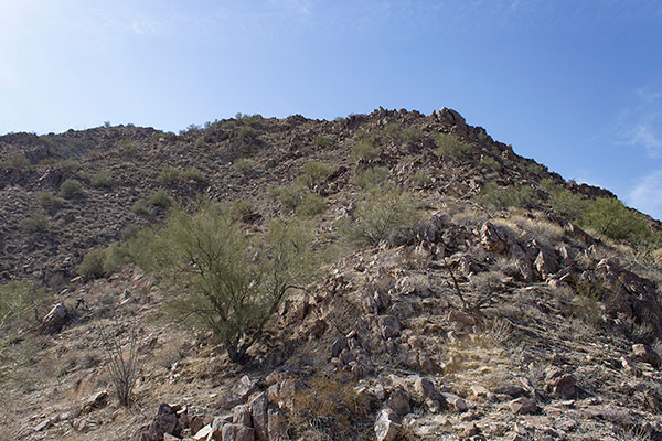 Looking up from low on the northwest ridge