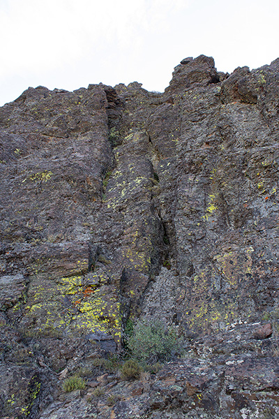 This wall leads to the summit ridge just north of the summit
