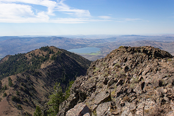 The view south towards Beulah Reservoir with Black Butte beyond to the right