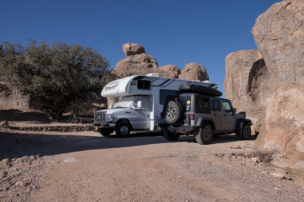 Our campsite at City of Rocks State Park, New Mexico