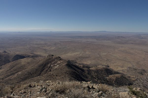 The Big Burro Mountains and Burro Peak lie along the distant western horizon