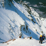 Near the top of the Sandy Glacier Headwall, Mount Hood