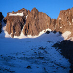 Polemonium Peak, North Palisade, Starlight Peak, and Thunderbolt Peak above the Palisade Glacier