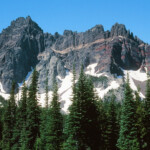 East Face of Three Fingered Jack from Canyon Creek Meadows
